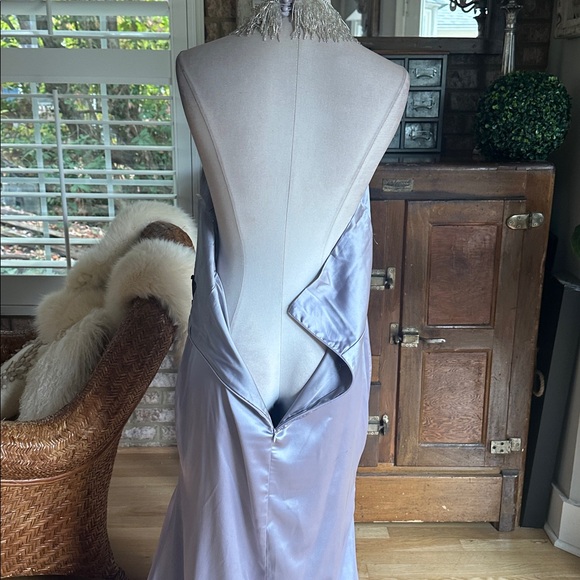 FASHION NOVA Rebekah Embellished Satin Gown - Grey LARGE NEW - Picture 8 of 10